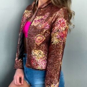 ASOS Womens Avant Garde Floral Sequin Embellished Tapestry Party‎ Jacket Size 6